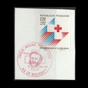 Francia #B601 1988 Matasello de Henry Dunant, fundador "Cruz Roja, 125 años"