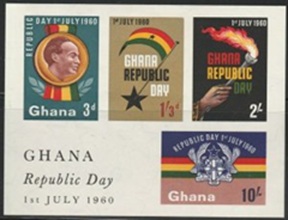 Ghana #81a 1960 H.S. Nueva (Hinged) Inperforada "Dia de la Republica"