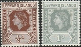 Islas Leeward #133 - 134 1954 Nuevas (Hinged) "Isabel II"